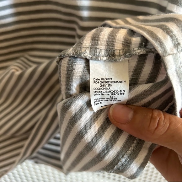 Ella Moss The Perfect Tee Striped Short Sleeve Size Medium in White/Green - Picture 5 of 7